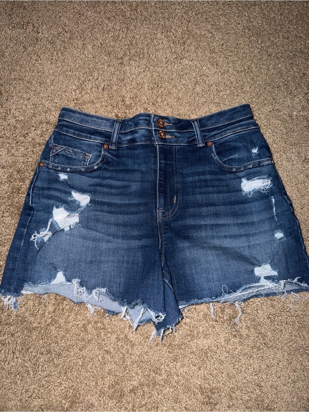 Maurices Dark Blue Distressed Denim Cutoff Shorts
